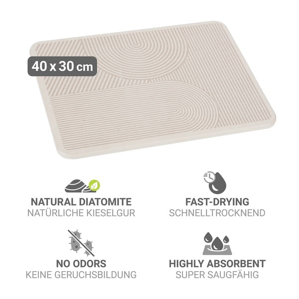 Beež kobediatomiidist nõudekuivatusalus 40x30 cm Damon - Wenko-image-4