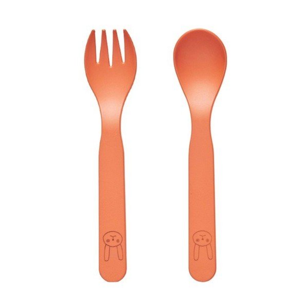 Oranžid plastmassist laste söögiriistad 2 tk Pullo - OYOY Mini