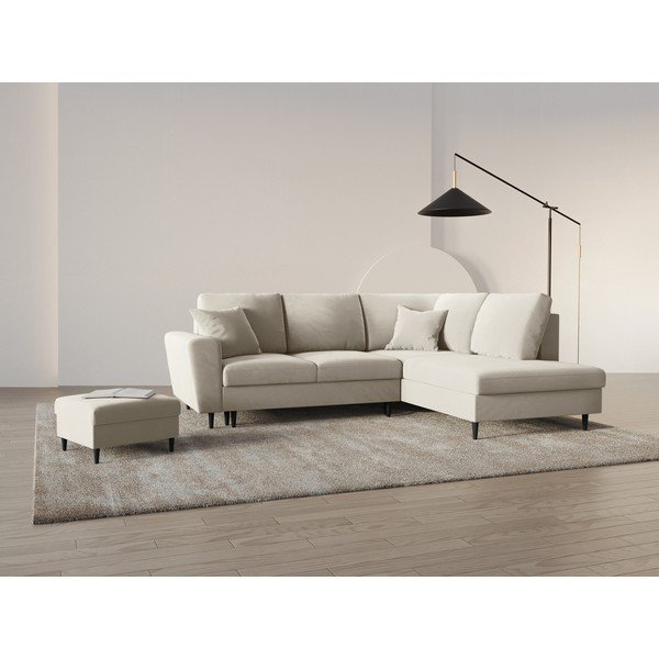 Beež sametist panipaigaga nurgadiivanvoodi (parem nurk/"L"-kujuline) Kyoto - Cosmopolitan Design-image-2