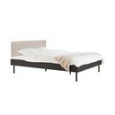 Must polsterdatud/puitlaastplaadist kaheinimesevoodi liistudest raamiga 180x200 cm Streiko - noo.ma