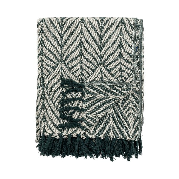 Roheline/beež taaskasutatud puuvillast tekk 130x160 cm Ugento - Bloomingville-image-4