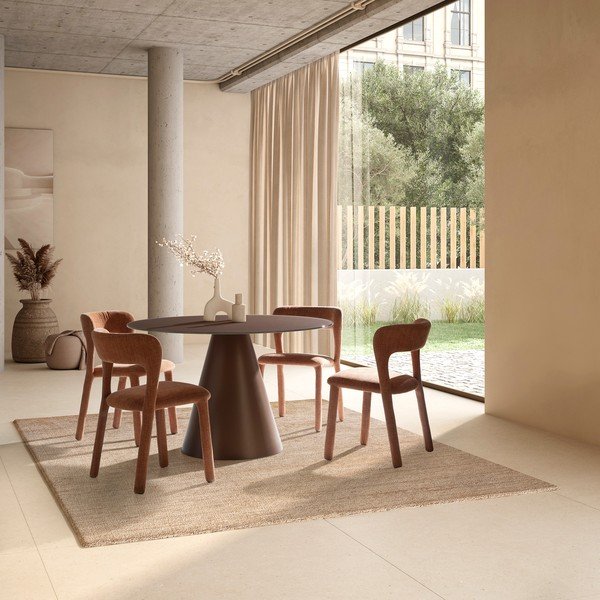 Ümmargune söögilaud klaasist pealispinnaga ø 120 cm Vida - MOME-image-1