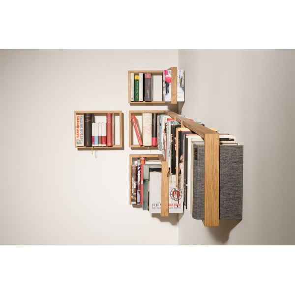 Knižní police z dubového dřeva das kleine b b6, výška 25 cm-image-4