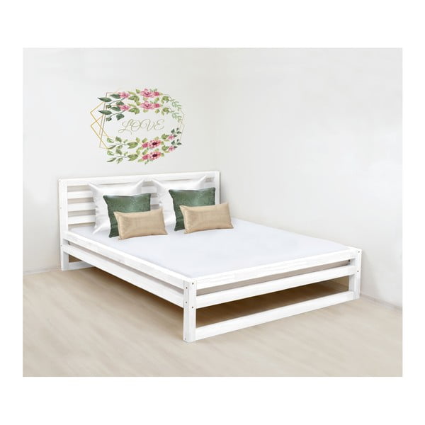 Bílá dřevěná dvoulůžková postel Benlemi DeLuxe, 190 x 180 cm