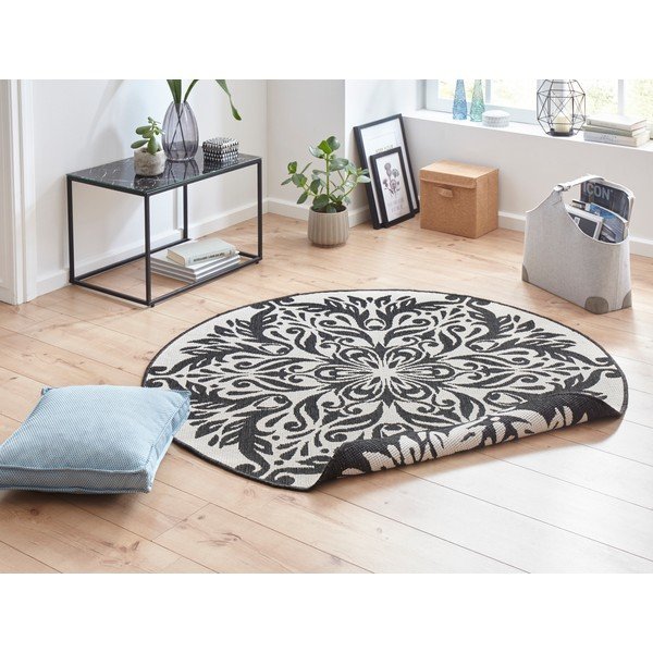 Must ja kreemjas õuevaip , ⌀ 200 cm Madrid - NORTHRUGS-image-1