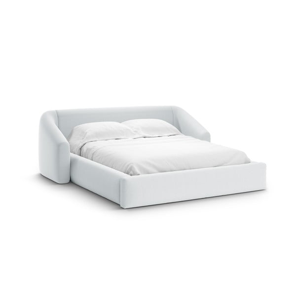 Helesinine polsterdatud kaheinimesevoodi, koos panipaiga ja restiga 140x200 cm Campi – Cosmopolitan Design