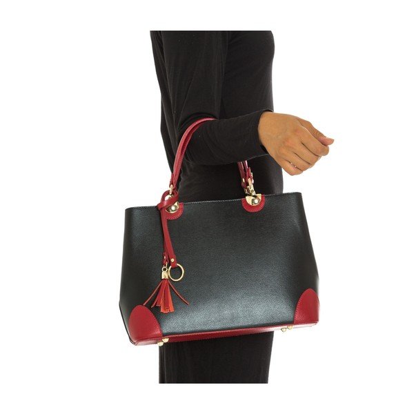 Černo-červená kožená kabelka Isabella Rhea no. 462-image-3