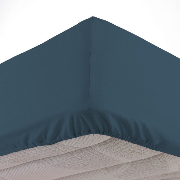 Tumesinine puuvillane kummiga lina 160x200 cm Lina - douceur d'intérieur-image-2