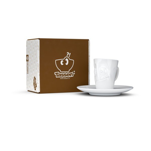 Valge portselanist espressotass koos taldrikuga , maht 80 ml - 58products-image-4