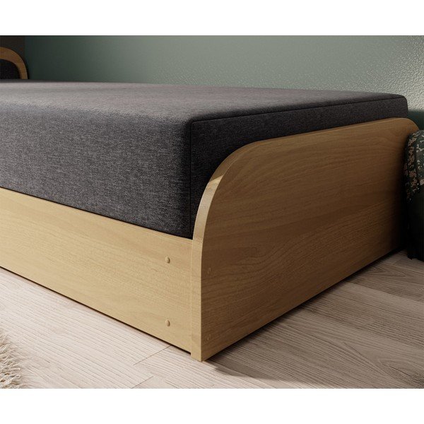 Ookerkollane/tumehall polsterdatud/puitlaastplaadist üheinimesevoodi panipaiga ja madratsiga 80x190 cm Parys - ELTAP-image-4