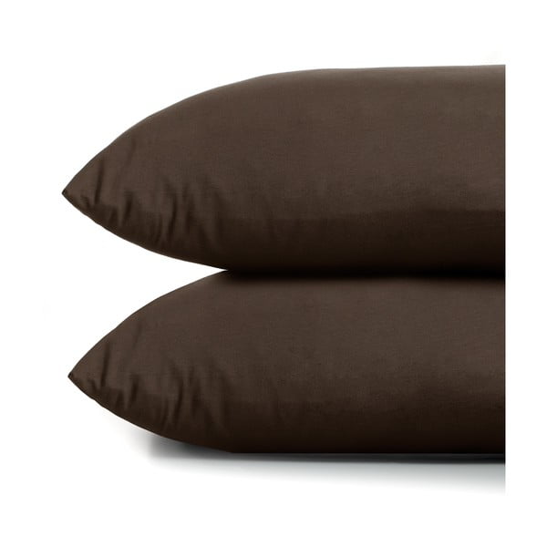 Sada 2 tmavě hnědých bavlněných povlaků na polštáře DecoKing Amber Chocolate, 40 x 40 cm-image-2