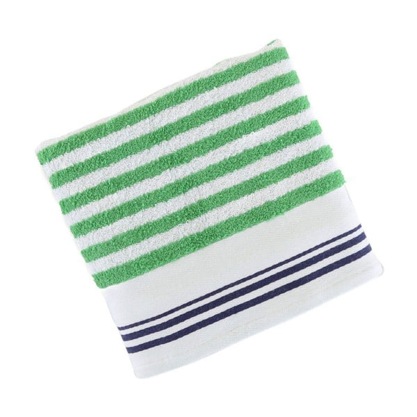 Zeleno-bílý bavlněný ručník BHPC Cotton, 50x100 cm