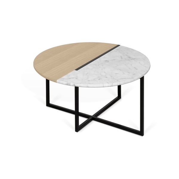 Ümmargune kohvilaud tammeplaadiga ø 80 cm Sonata - TemaHome-image-1