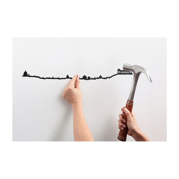 Černá nástěnná dekorace se siluetou města The Line Rome-image-1