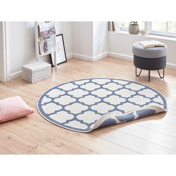 Sinine ja kreemikas õuevaip , ⌀ 200 cm Palermo - NORTHRUGS-image-1
