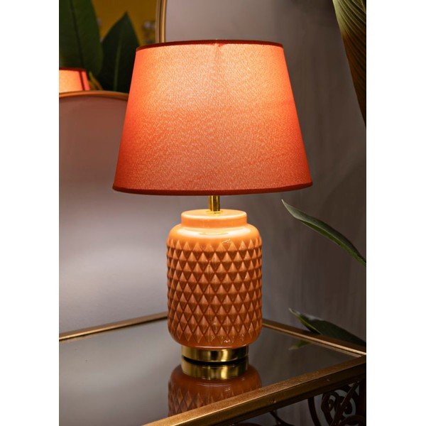 Oranž keraamiline laualamp tekstiilist varjuga (kõrgus 44 cm) - Mauro Ferretti-image-1