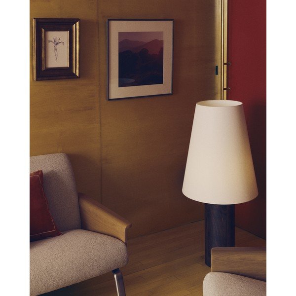 Valge/tume naturaalne põrandalamp tekstiilist varjuga (kõrgus 110 cm) Marga - Kave Home-image-3