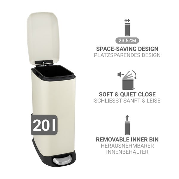 Kreem terasest prügikast 20 l Design - Wenko-image-3