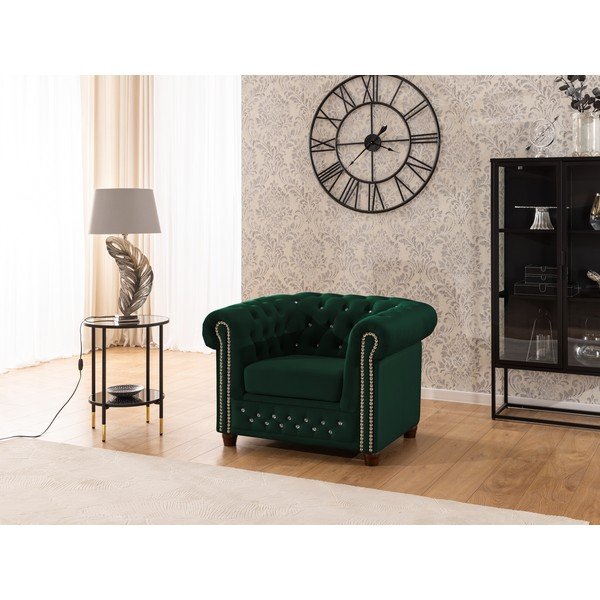 Roheline sametist chesterfieldi tool York Blik - Ropez-image-3