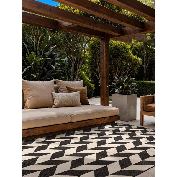 Must/kreemikas sise- ja õuevaip 160x230 cm Haringey Terrick - Ted Baker-image-2