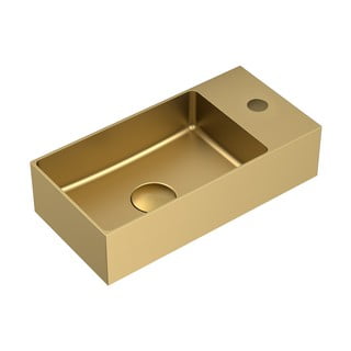 Kuldne väike vannitoa valamu  roostevaba teras 36,5x18 cm Aurum – Sapho