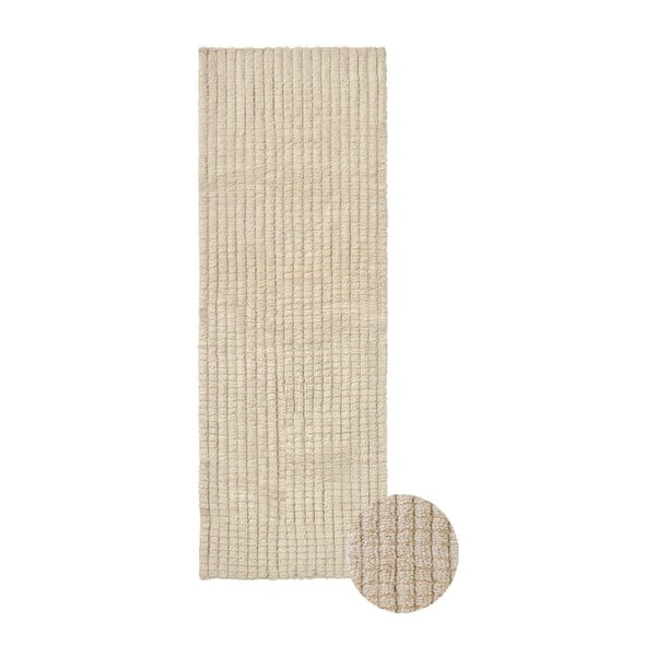 Beež pestav/käsitsi kootud villane jooksja 80x230 cm Unexpected Wool - Lorena Canals