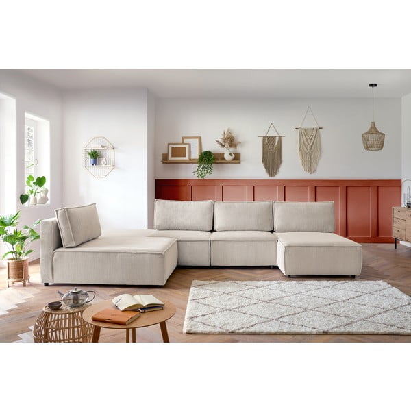 Kreem velvetist nurgadiivan, muutuv  Nihad modular - Bobochic Paris-image-1