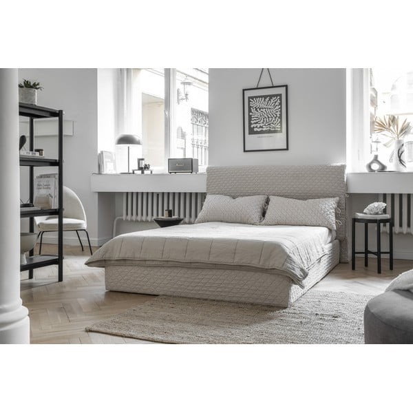 Beež polsterdatud kaheinimesevoodi koos voodipõhja ja panipaigaga 140x200 cm Sleepy Luna - Miuform-image-4