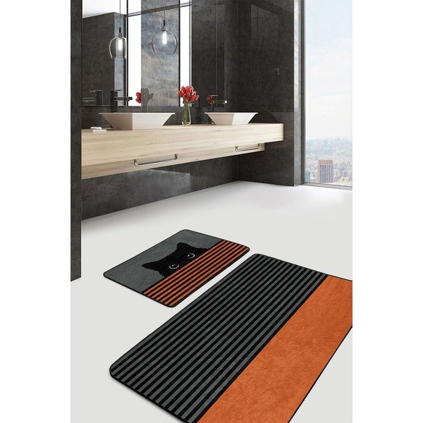 Mustad-oranžid vannitoamatid 2 tk 60x100 cm komplektis - Mila Home-image-2