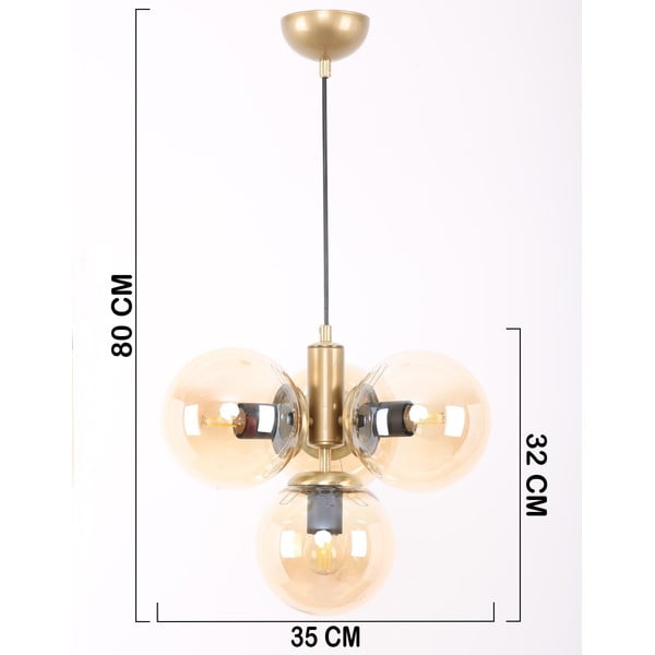 Kollane-kuldne klaasist varjuga rippvalgusti ø 15 cm Hector – Squid Lighting-image-4