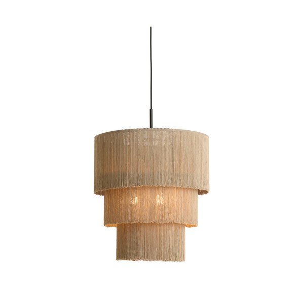 Hallikaspruun ripplamp tekstiilvarjuga ø 10 cm Malaika - Light & Living-image-3