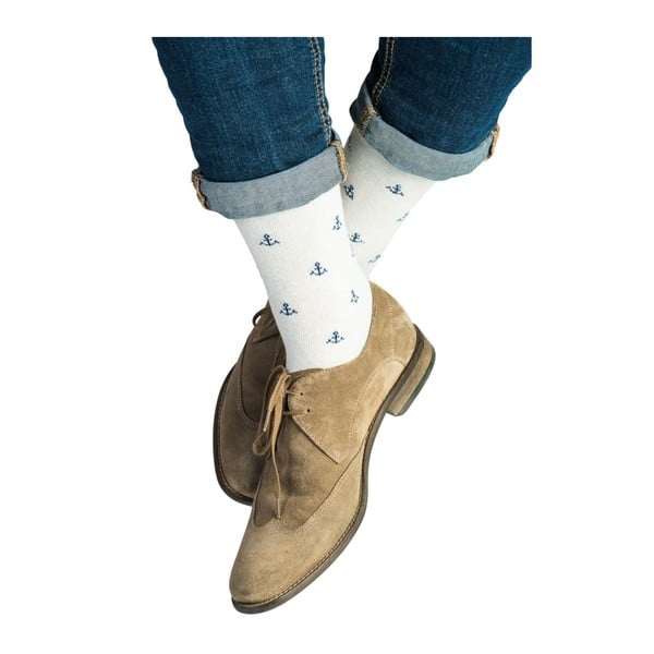 Unisex ponožky Funky Steps Anchor White, velikost 39/45