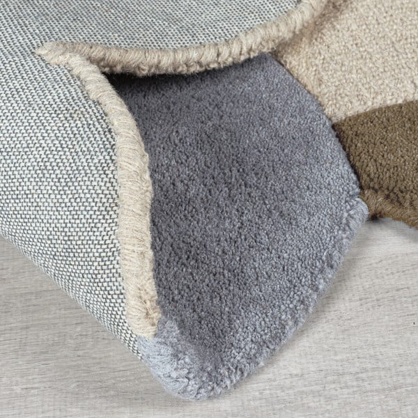 Hallikasbeež käsitsi kootud villane vaip 120x170 cm Mia Scallop Frame - Flair Rugs-image-3