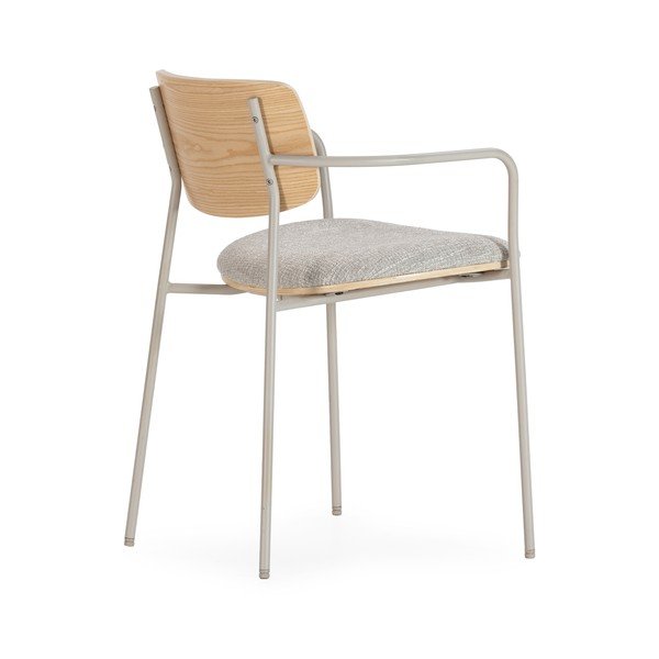 Helehallid/naturaalse polstriga söögitoolid käetugedega komplektis Nour - MOME-image-4