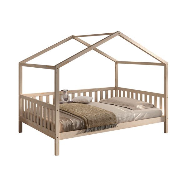 Männipuidust lastevoodi liistudest raamiga 140x200 cm naturaalses värvitoonis Dallas - Vipack
