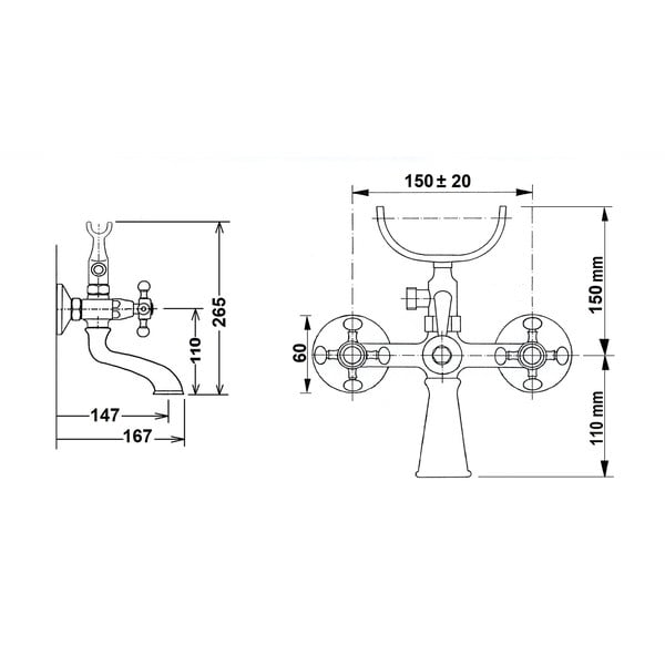 Hõbe seinasegisti (2 väljundit) Antea - Sapho-image-4