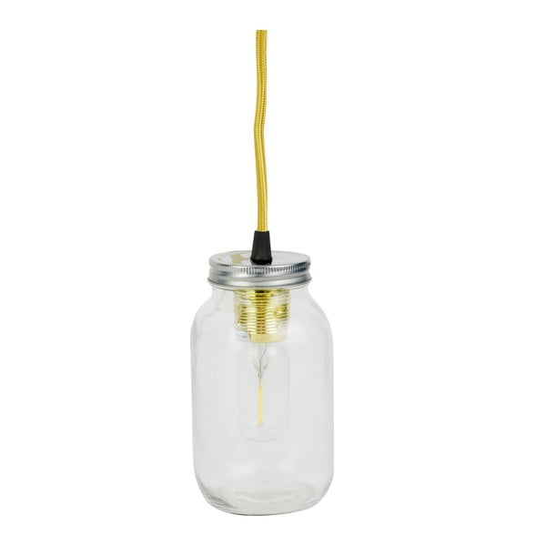 Závěsné stropní svítidlo se žlutým kabelem Le Studio Mason Jar Lamp Wire