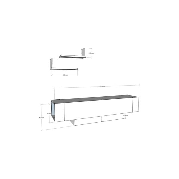 Valge TV-komplekt 150x42x31,5 cm Matera – Zena Home-image-3