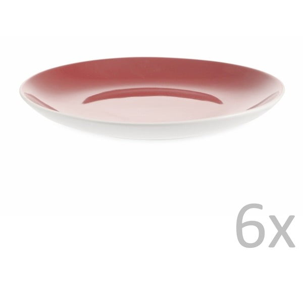 Sada 6 červeno-bílých dezertních talířů Villa d'Este Drive Piatto, Ø 20 cm