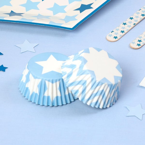 Sada 100 papírových košíčků na muffiny Neviti Little Star Blue