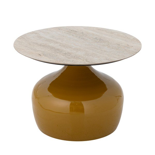 Kollane ümmargune kohvilaud keraamilise pealispinnaga ø 60 cm Lecco - Bloomingville-image-4