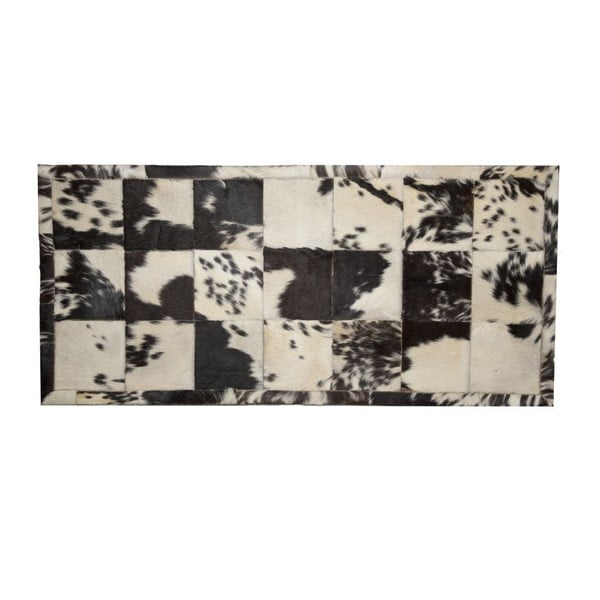 Kožený koberec Carrare 170x240 cm, černý/béžový