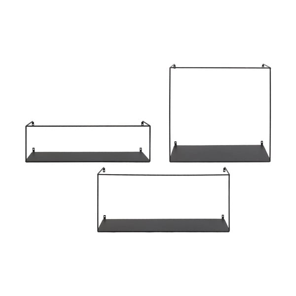 Mustad metallist riiulid 3tk komplektis 40cm Ulmo - House Nordic