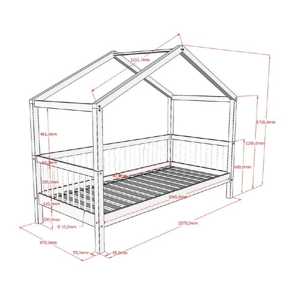 Valge pöögipuidust lastevoodi 90x200 cm Forrest - Vipack-image-4