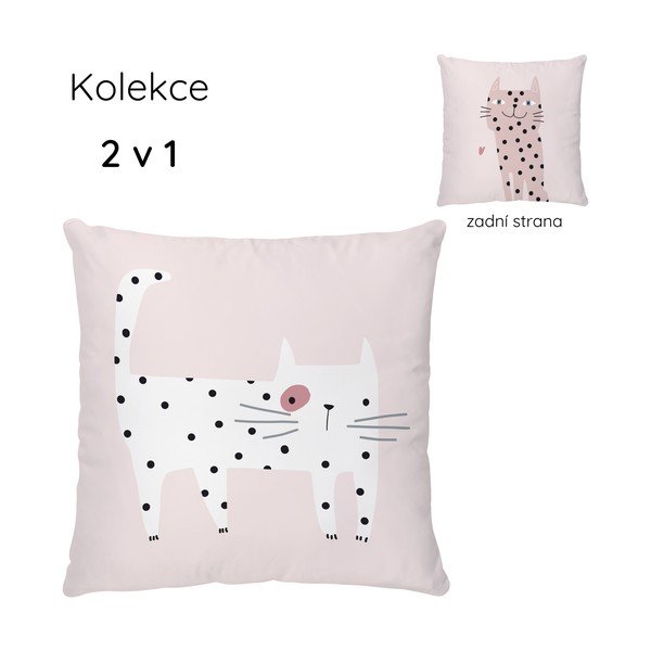Puuvillasatiinist laste padi 45x45 cm Meow Meow - Butter Kings-image-3