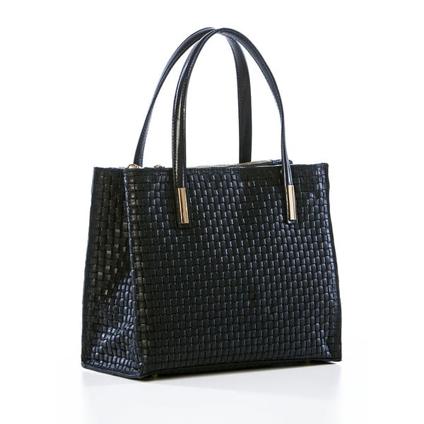 Kožená kabelka Suede Braid Black-image-3
