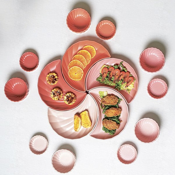 Kivikeraamikast serveerimiskomplekt 5tk Palmarosa pink - Villa Altachiara-image-2