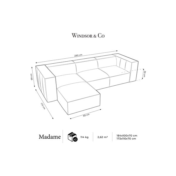 Tumesinine nahast nurgadiivan (vasak nurk) Madame - Windsor & Co Sofas-image-4