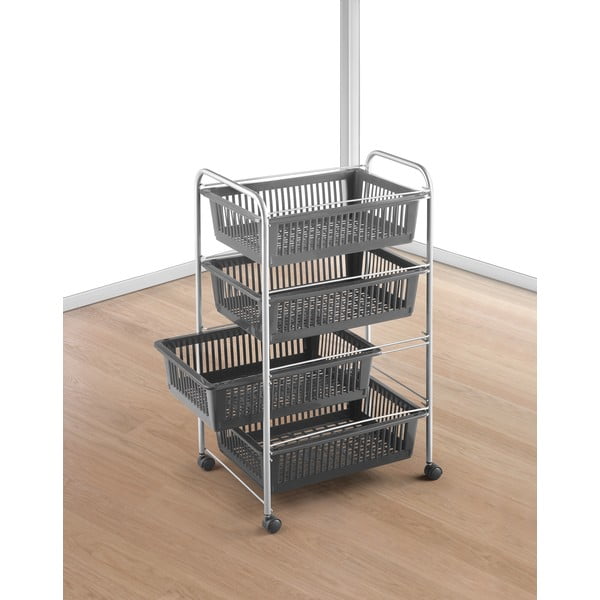 Ratastega riiul tumehall-hõbedane 46x78 cm - Metaltex-image-2