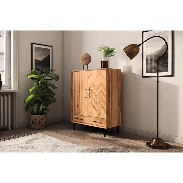 Naturaalset värvi tammepuidust kapi 97x125 cm Abies - The Beds-image-3